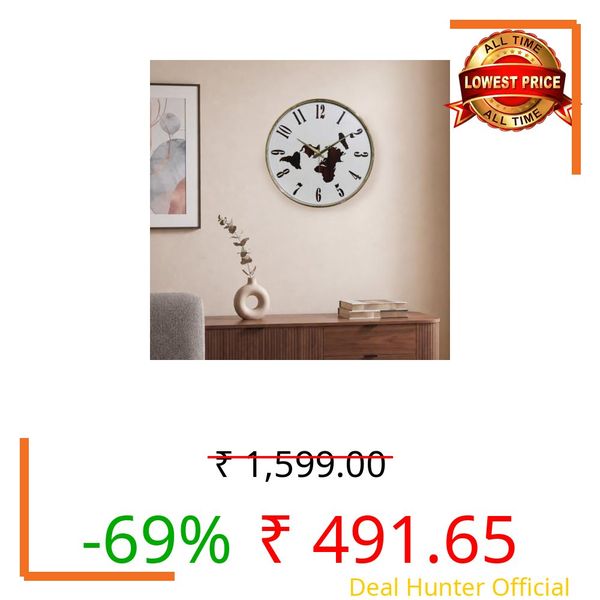 Amazon Brand- Solimo - Silent Movement, Wooden Dial 32 cm Stylish Analog Wall Clock