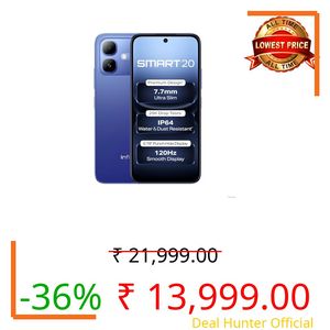 Infinix SMART 20 (Cloudline Blue, 4GB RAM, 128GB Storage)|MediaTek Helio G81 Ultimate Processor | 8MP AI Rear Camera | 8MP Front Camera | 6.78-inch HD+ Display | 5200mAh Battery | Dual SIM 4G