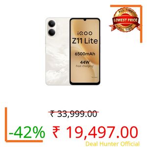 iQOO Z11 Lite 44W 5G (Solar Flame, 4GB RAM, 128GB Storage) | 6500mAh Battery with 44W Fast Charging* | Dimensity 6300 with 579k+ AnTuTu Score* | OriginOS 6.0 with AI Creation* & Private Space*