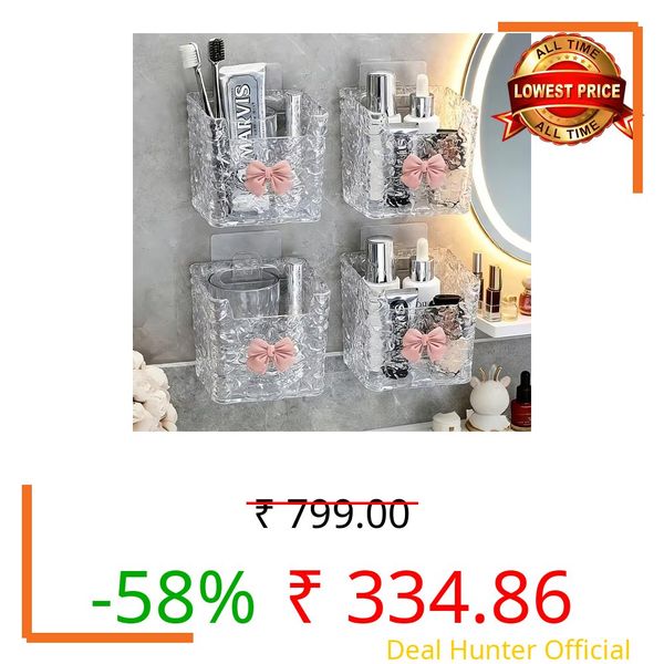 XMART India Wall-Mounted Tooth Brush Holder Bathroom - Self-Adhesive Bathroom Organiser Without Drill for Toothbrushes, Toothpaste and Makeup Brushes - Plastic Brush Holder for Bathroom (3 Pcs)