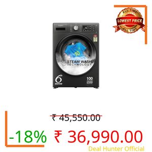 Whirlpool 9 Kg Steam Wash Technology 5 Star Inverter Front Load Fully Automatic Washing Machine with In-Built Heater (SUPREME CARE 9014-E, Midnight Grey, 100+ Tough Stains, 1400 RPM)