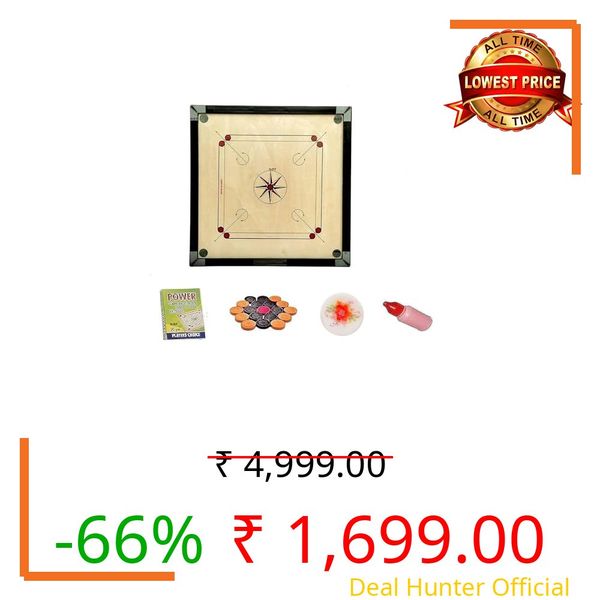 WRF Superior Matte Finish Practice Carrom Board for Serious Professional Practice with Coins Striker and Powder Black New (32 Inches Gold 2026__A004)