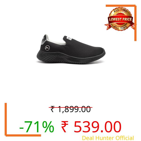 Action | Athleo | ATG-424 | Breathable | Lightweight | Comfortable | Sports | Slip-On | Running Shoes | for Men Black
