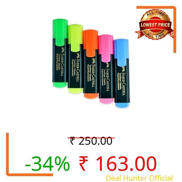 Faber-Castell Textliner Highlighter Pens Set of 2 | Pack of 5 Colours | Fluorescent Marker Pens for Notes, Study, Office, Journaling & Bible Highlighting | Smudge Resistant Chisel Tip Highlighters