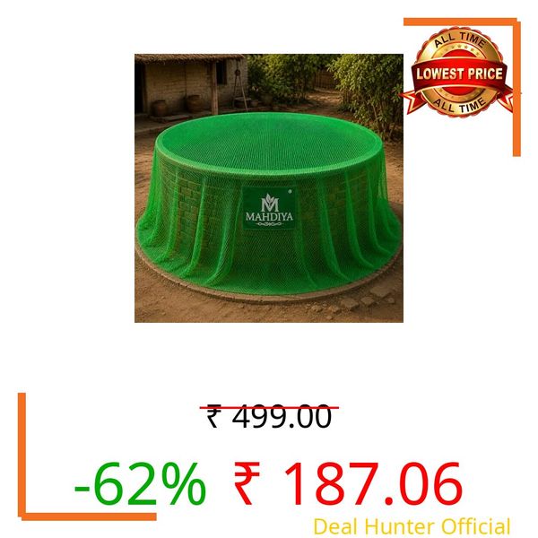 Mahdiya Well Cover Net, Green, Strong & Durable, Lightweight, Protects from Waste, Leaves & Plastic, Four Corner Tie Option Available (Customized Size Also Availble) (3x3 Meter)