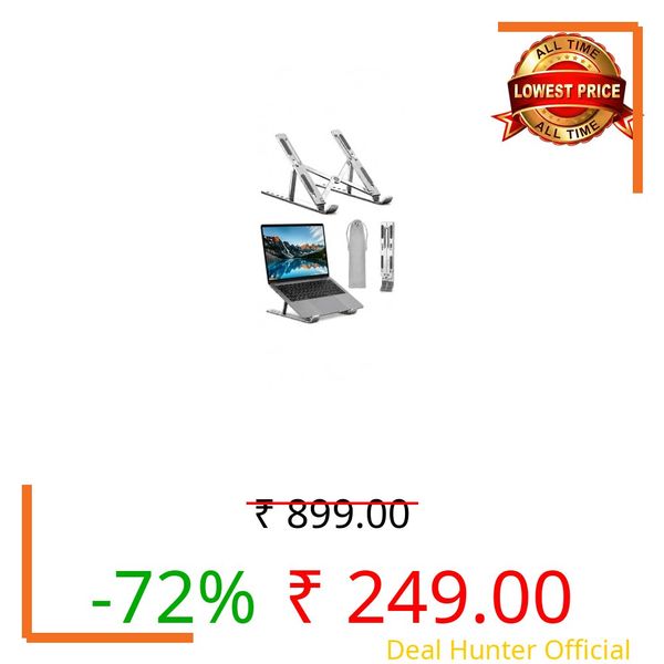 Laptop Stand of Aluminium Metal with 6 Different Adjustable Angles, Wide Compatibility, Improved Cooling and Ventilation, and Scratch Protection, Compatible for All Types of Laptop