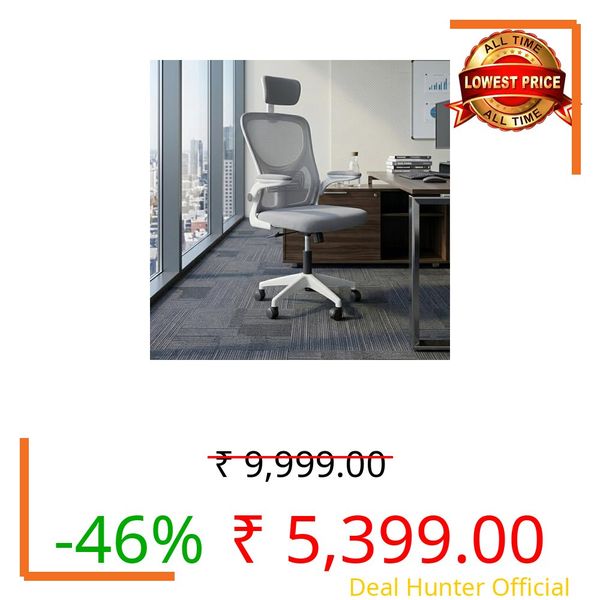 Casa Copenhagen Grey White | High Back Imported Mesh Fabric Boss Office Chair | Y Design Ergonomic Back Support | 2D Aero Design Adjustable Armrests | Synchro Tilt Lock Mechanism Support