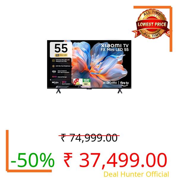 Xiaomi (139 cm) 55 inch Smartchoice FX 4K QD-Mini LED Smart | Full Array Local Dimming | HDR10+ | 120Hz DLG Game Booster | Fire TV | L55MC-FSMIN