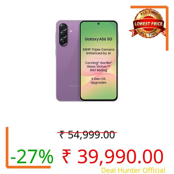 Samsung Galaxy A56 5G (Awesome Violet Glow, 8GB, 256GB)_with Other Offers