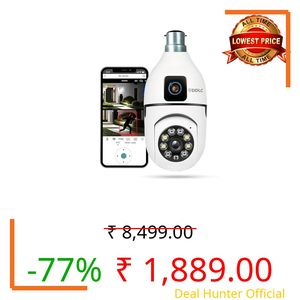 DDLC 4MP/8MP Dual Lens WiFi CCTV Camera for Home Indoor | 360° Pan Tilt | Night Vision | Motion Detection | Two Way Audio | Wireless Security Camera with Mobile App V380 Pro (Dual Lens Light Camera)