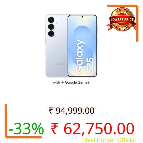 Samsung Galaxy S25 5G (Icyblue, 12GB RAM, 256GB Storage) | Snapdragon 8 Elite for Galaxy | 50MP Triple Camera | 12MP Front Camera | 6.2" Full HD+ Display | 4000mAh Battery