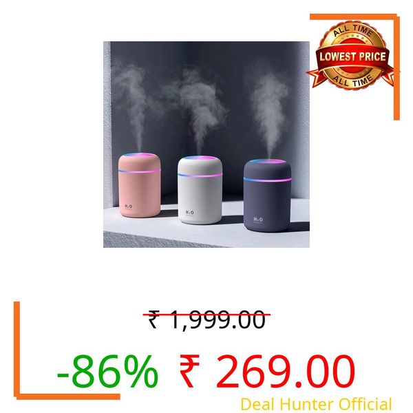 Ultrasonic Essential Oil Diffuser & Cool Mist Humidifier with LED Night Light, Quiet Aroma Diffuser for Home, Office, Bedroom & Car | Wooden Grain Air Freshener (H2O Humidifier)