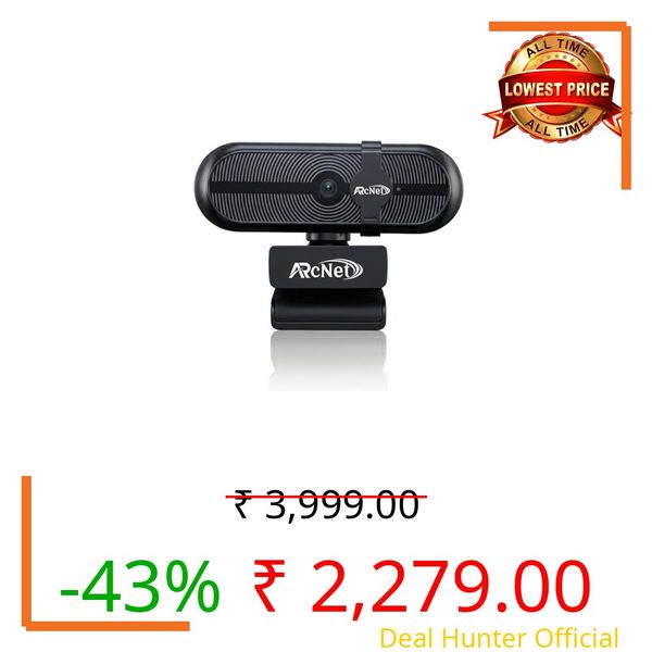 ARcNet Falcon Full HD 1080p/30fps Webcam with Microphone & Privacy Cover, USB HD Computer Web Camera, Plug and Play, for Zoom/Skype/Teams, Conferencing and Video Calling, 90-Degree Wide Angle Lens