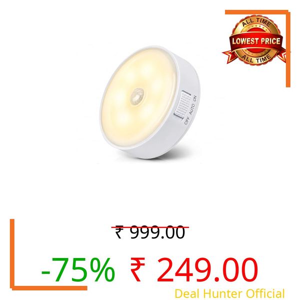 Motion Sensor LED Light Sensor Light for Home Indoor With Rechargeable Battery, Wireless Lights for Wall and Cabinet Light for Wardrobe Light Kitchen Cupboard and Hallway Use (1, White, Medium)