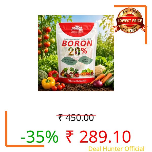 Vida De Jardin Boron 20% Micronutrient Plant Food Water Soluble Boron Powder for Flowering, Fruit Setting & Crop Yield Booster (250 Grams)