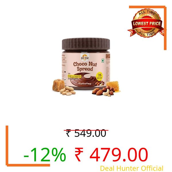 Eatopia Choco Nut Spread 360g | 56% Nuts - Almond, Hazelnut, Peanut, Cashew