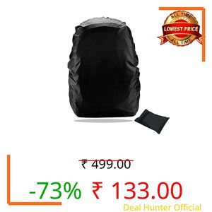 Heda Waterproof and Dustproof Bag Rain Cover 40L to 50L | PU Coated Backpack Cover for Laptop, School, Travel & Trekking Bags - Black