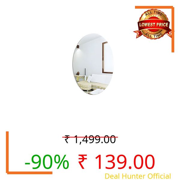 Gadgetglam Oval Shape Adhesive Mirror Sticker for Wall on Tiles Bedroom Living Room Basin Mirror Bathroom Wall Mirror Both Side Sticker Acrylic Mirror for Wall Full Length (1)