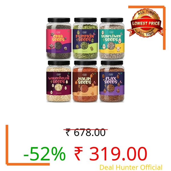 LILA DRY FRUITS Super Seeds Combo Pack Chia Pumpkin Sunflower Flax Watermelon Halim Seed 100 g x 6 for Daily Nutrition Perfect for Gifting