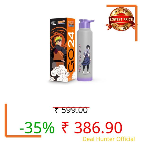 Go24 Stainless Steel Water Bottle Naruto Ninja Light Grey 950ml