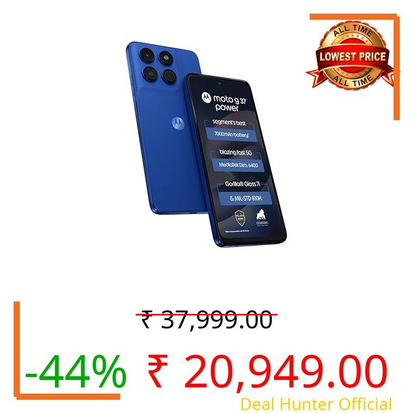 Motorola Moto g37 Power 5G (Pantone Nautical Blue, 128GB Storage, 8GB RAM) | 6.67-inch HD+ 120Hz Display | Dimensity 6400 | 50MP Camera | 7000mAh Battery | 30W Charging