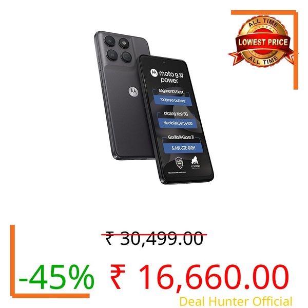 Motorola Moto g37 Power 5G (Pantone Impenetrable, 128GB Storage, 4GB RAM) | 6.67-inch HD+ 120Hz Display | Dimensity 6400 | 50MP Camera | 7000mAh Battery | 30W Charging