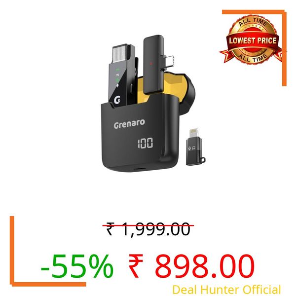GRENARO Mic for YouTube Wireless, 3-Level Adjustable Noise Cancellation Wireless Microphone,Professional Wireless Mike for Recording, Ideal for Video Recording and Content Creators