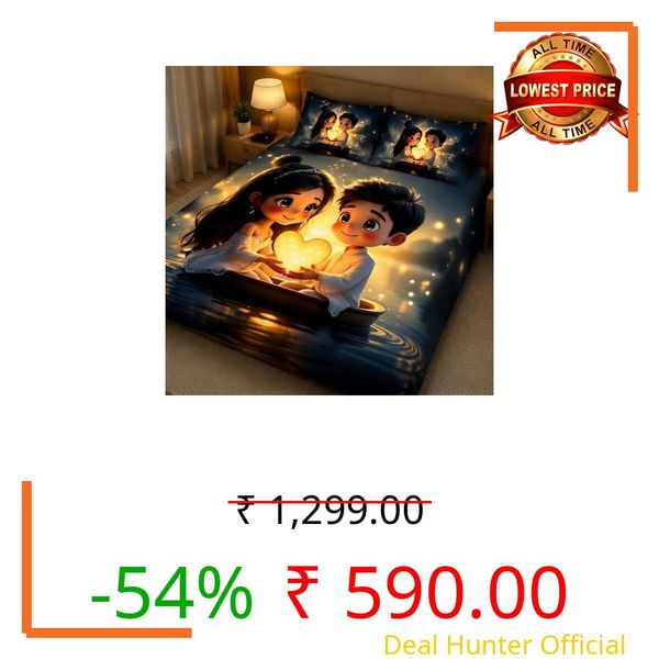 7D Digital Printed King Size Bedsheet with 2 Pillow Covers | Romantic Couple Love Theme | Premium Soft Microfiber Bedding Set | Ultra HD Designer Bedsheet Design 20
