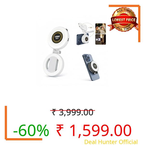 Aneshok Magnetic Selfie Ring Light W50 | LED Selfie Light Compatible with Magsafe | LED Selfie Ring Light Included Sticky Ring for Selfies/Photography/Video Conference/Zoom Calls Color White