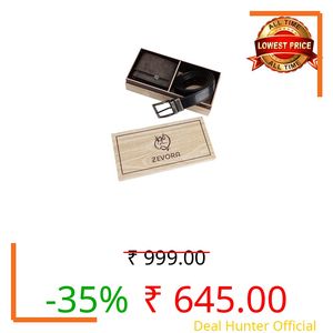 ZEVORA Men’s Leather Wallet & Reversible Belt Gift Set Combo for Men | Wooden Box Packing | Gift Hamper for Birthday, Anniversary, Festivals & Corporate Gifts (COB43)