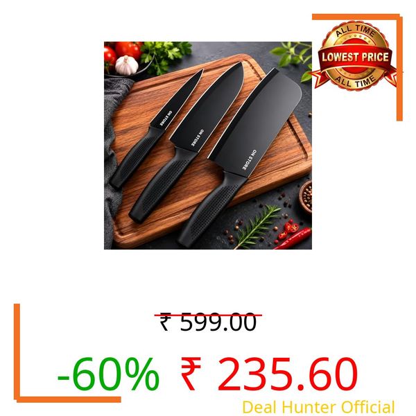 ON STORE Kitchen Knife Set 3 Pcs – Ultra Sharp Stainless Steel Chef Knives with Ergonomic Non-Slip Handle – Professional Cooking Knife Set for Home & Kitchen Use