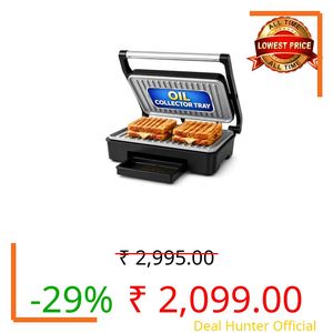 Glen Press Grill Sandwich Maker | Heavy-Duty Ceramic Non-Stick Plates | PFOA & PTFE Free | Healthy Low-Oil Cooking | Non-Toxic Surface | Oil Collector Tray | Strong Safety Handle | 2-Year Warranty
