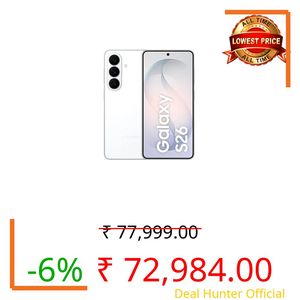 Samsung Galaxy S26 5G (White, 12GB RAM, 256GB Storage) | Exynos 2600 Processor | 50MP + 12MP Dual Camera | 12MP Front Camera | 6.3" Full HD+ Display | 4300mAh Battery