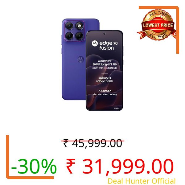 Motorola Edge 70 Fusion (Pantone Orient Blue, 8GB RAM, 256GB Storage) | Snapdragon 7s Gen 4 Processor | 50MP + 13MP Dual Camera | 32MP Front Camera | 6.8" Super HD Display | 7000mAh Battery