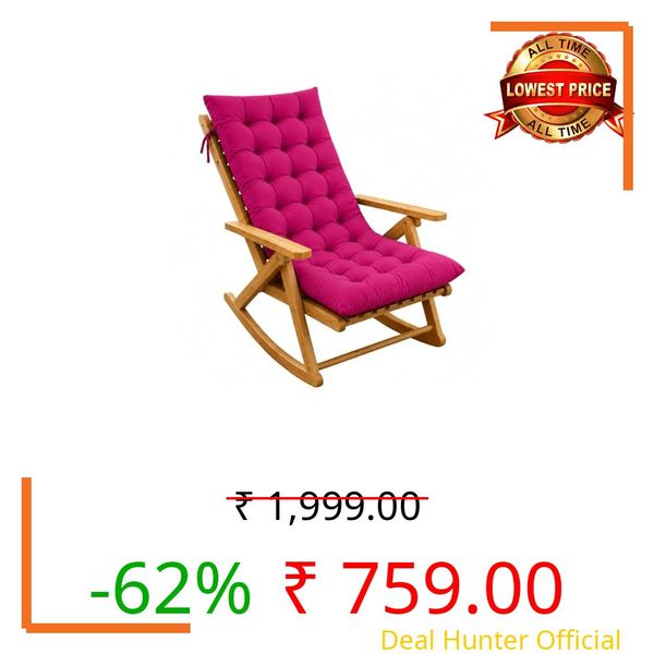 Rocking Chair Cushion Set 18 x 50 Inch Thick Tufted Chair Cushion with Backrest and Seat Pad Soft Premium Fabric Polyester Filling Non Slip Indoor Outdoor Rocking Chair Replacement Cushion (Pink)
