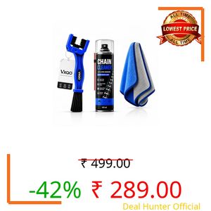 Bike Chain Cleaning Brush with Chain Cleaner 150 ml + Microfiber Duster | Complete Motorcycle Chain Cleaning Kit | Bicycle, Scooter & Cycle Maintenance Accessories