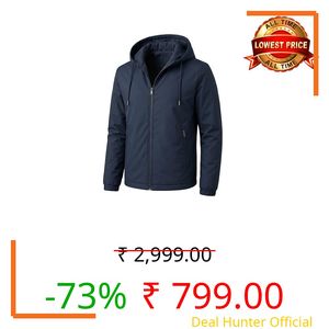 Rain Jacket for Men Waterproof for Bike Riders with Adjustable Hood Along with Inner Pockets,Waterproof Raincoat with Polyester Jacket, Zipper Pockets & Elastic Cuffs For Bike, Travel & Daily Wear