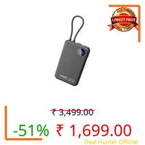 Salpido 10000mAh Type C Power Bank, Built-in Cable, Fast Charging, Portable