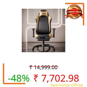 DROGO Alpha-X Ergonomic Gaming Chair with Footrest | Premium PU Leather with 135° Recline | 2D Padded Armrest | Computer Chair for Study |Office Chairs for Work from Home With Neck Support(Black&Gold)