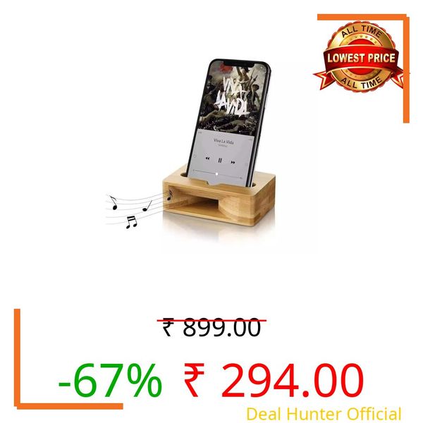Canauz Wooden Mobile Phone Stand with Passive Speaker Amplifier – Natural Bamboo Smartphone Docking Station, Desk Organizer & Sound Booster, Universal Mobile Holder for Home & Office