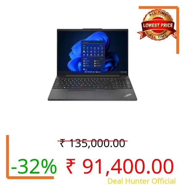 Lenovo ThinkPad E16 G2 16-inch (40.64 CM) Laptop, AMD Ryzen 7 7735HS (8-Core), 16GB DDR5 RAM, 512GB NVMe SSD, FHD+ IPS Display, Radeon 680M, Wi-Fi 6, Fingerprint Reader, Windows 11 Pro, MS-Office 2024