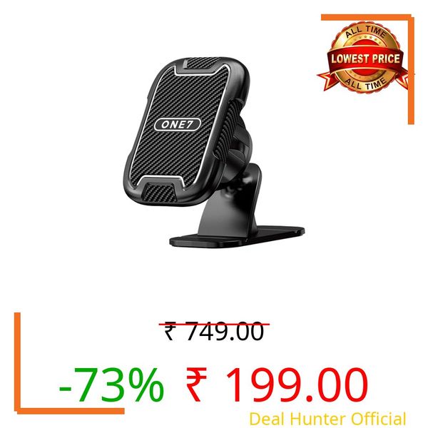 ONE 7 Magnetic Car Phone Holder for Dashboard | Strong Magnetic Mobile Mount | 360° Rotating Car Phone Stand | One Hand Operation | Universal Smartphone Holder | Carbon Fiber Finish | ON ST-34