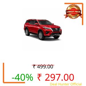 Pringo Fortuner Toy Car for Kids (Red) – 1:36 Scale Diecast Metal SUV with Pull Back Action | Two Side Openable Doors | Light & Sound Effects | Model Car Toy for Boys & Girls 3+ Years