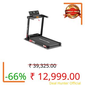 PowerMax Fitness TDM-95 4HP BLDC Motorized Treadmill for Home Use | 1.0-10 km/h Speed | 2-Level Manual Incline | Running Surface 950 x 385mm | LED Display | 12 Programs | Shock Absorption System