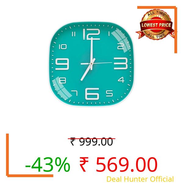 TEKCOOL Plastic Analogue Wall Clock 12" Silent Quartz Decorative Latest Wall Clock Non-Ticking Classic Clock Batery Operated Round Easy to Read for Room/Home/Kitchen/Bedroom/Office/School.Light Green_