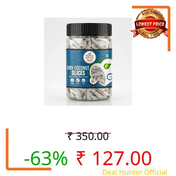 Mother Harvest Dry Coconut Slices | Ready-to-Eat Snack & Cooking Ingredient | Hygienically Packed | Ideal for Baking, Desserts, Garnishing & Daily Use (100 GM)