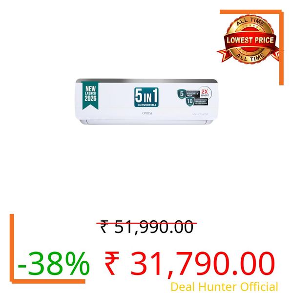 ONIDA 1.5 Ton 3 Star, New Star Rated, Inverter Split AC (Copper, Convertible 5-in-1, Fast Cooling at 55 °C, Deep Frost Clean, Turbo Flush Technology, IR193OMSE,White)