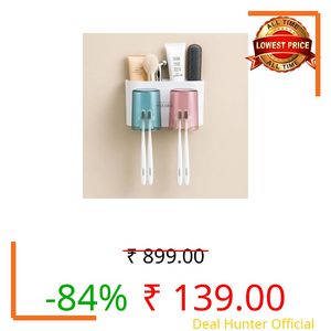 Cup Toothbrush Holder for Bathroom | Triple Tumbler Toothbrush & Toothpaste Organizer Stand | Durable Family Bathroom Storage for Wash Basin Countertop (2 Cup Holder)