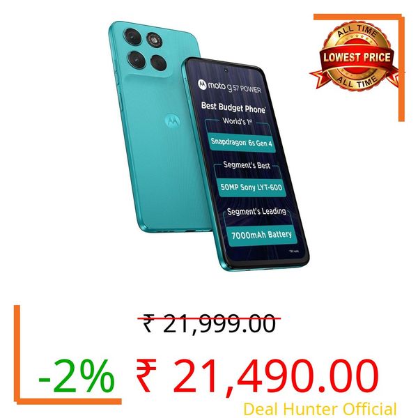 Motorola G57 Power 5G (Pantone Fluidity, 8GB RAM, 128GB Storage) | Snapdragon 6s Gen 4 | 6.72-inch FHD+ 120Hz LCD | 50MP + 8MP Rear Camera | 8MP Front Camera | 7000mAh Battery | Dual SIM