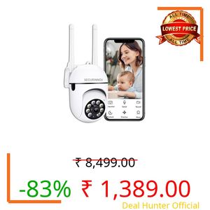 securinnov 3MP Wireless PTZ Security Camera for Home Outdoor | Dual Antenna | 360° Pan Tilt | Night Vision | Two-Way Audio | Motion Detection | WiFi CCTV Camera with Mobile App V380 Pro (Mini PTZ)